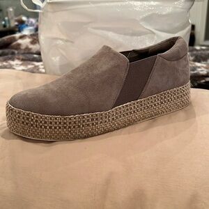 VINCE Suede and Woven Platform Sneakers